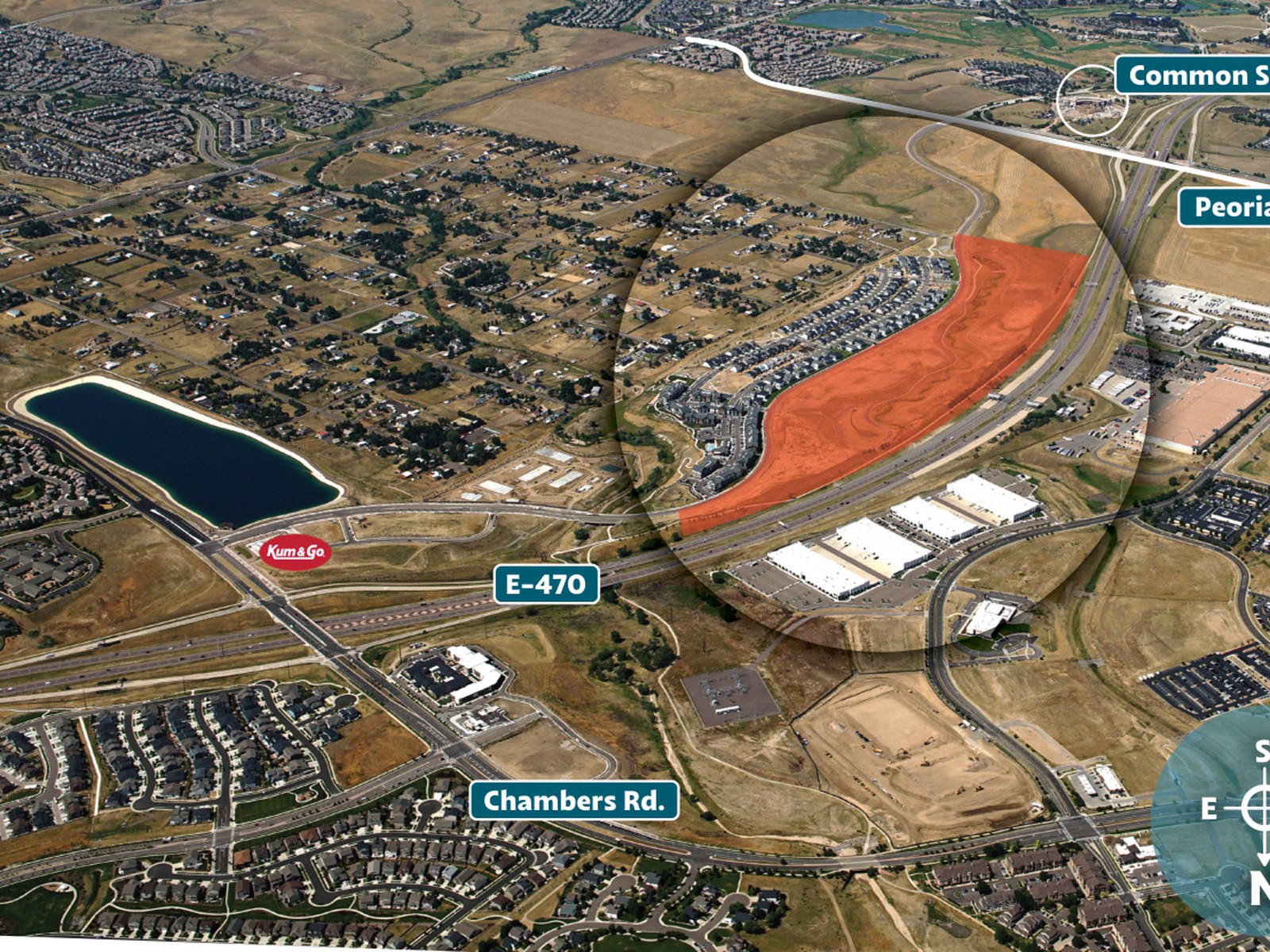 The site fronting E-470 at Chambers Road